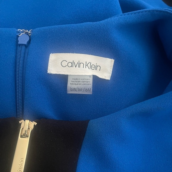 Calvin Klein Size 16W/16F/16M Blue & Black Colorblock Dress Gold Zip Mid-Length - Picture 3 of 7